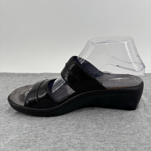 Mephisto Mobils Sandal 38/7.5-8 Air Relax Slip On Wedge Slide Black Leather - Picture 9 of 12